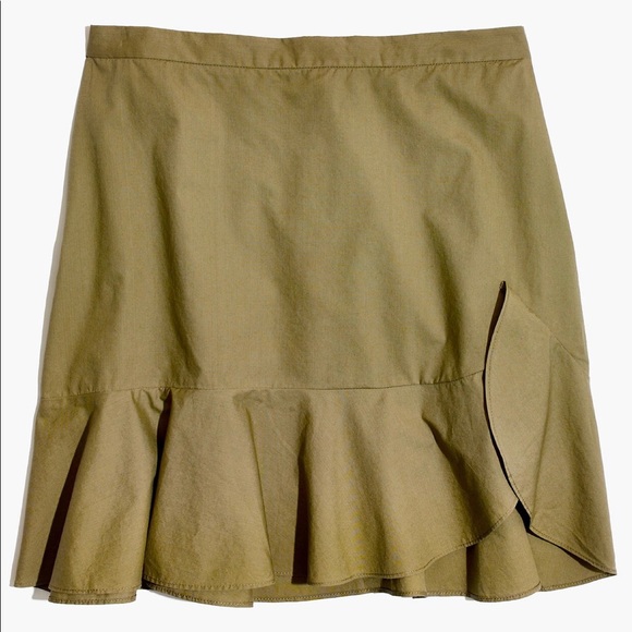 Madewell ruffle-wrap mini skirt in expat olive - Picture 6 of 6